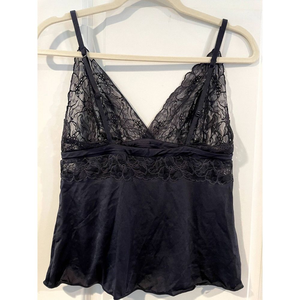 Victoria's Secret Angel Black Lace with sequins and Satin camisole size Medium